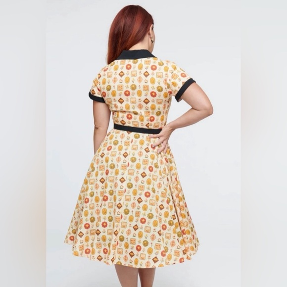 Vintage 50s Market Novelty Print Swing Dress Rockabilly Retro NWT Size L - Picture 3 of 10